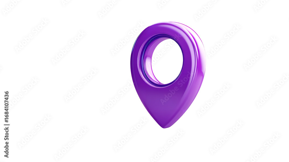 Fototapete glossy purple map pointer depicting location, journey and navigation on transparent background