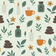 Wellness Spa Zen Yoga Harmony Health Vector Nature Relax Aromatherapy Balance Body Lotus Stones Pebbles Candle Bath Herbal Organic Meditation Massage Aroma Print Design