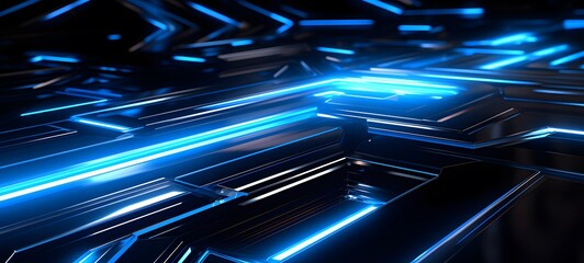 Fototapeta premium The black background contrasts sharply with the bright blue silver light emitted by humming , generative AI