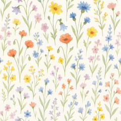 Watercolor Wildflower Pattern Background