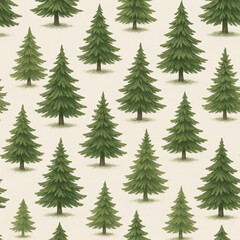 Seamless Evergreen Pine Tree Pattern