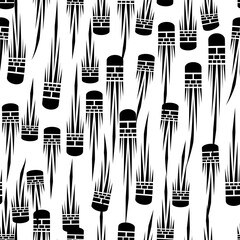 Seamless pattern with hand drawn abstract elements. Vector illustration for your designs in black and white abstract style