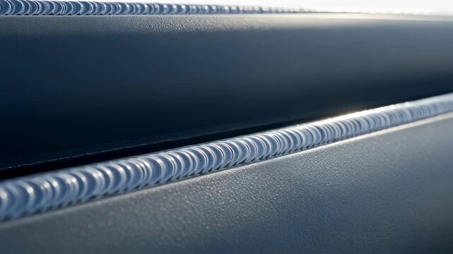 Close shot of weld bead formed by ultrasonic welding on pontoon surface designed for solar farm buoyancy.