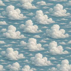 Seamless Cloud Pattern on Blue Sky