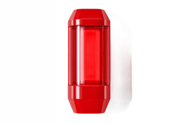 Red emergency warning signal light isolated on white transparent background.