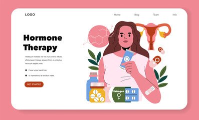 Woman Engaging in Hormone Therapy Vector Illustration