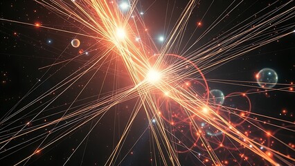 Cosmic strings of light weaving through multidimensional space, forming perfect geometric entanglement patterns.