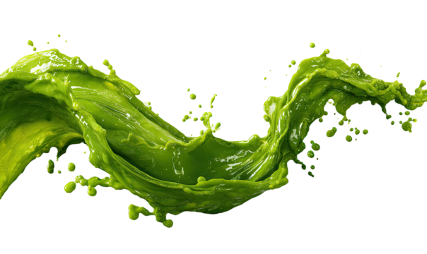 Vibrant green liquid splash, dynamic flow