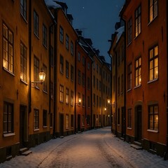 Naklejka premium old street in stockholm, sweden