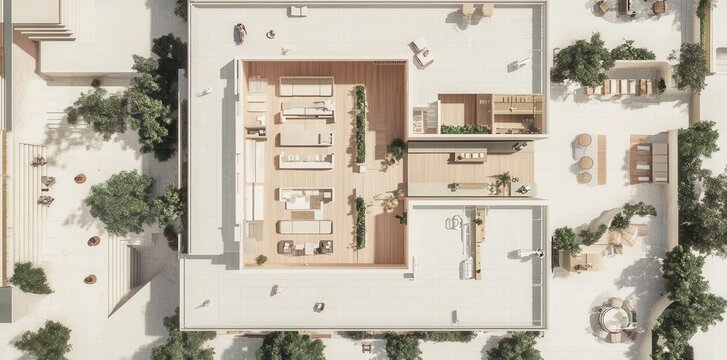 Observing Urban Living from Above, A modern rooftop terrace with relaxation zone