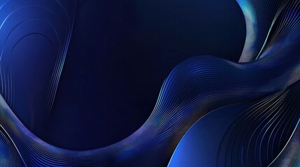 Abstract design with flowing lines in deep blue tones.