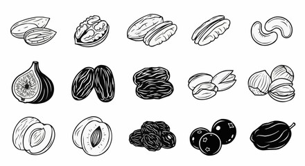 National date nut bread day september 8  stock vector illustration of assorted nuts and dried fruits healthy snack food almonds walnuts pecans and figs 100 vector
