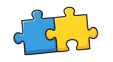 Obraz premium Connection and Solution Two Puzzle Pieces Together