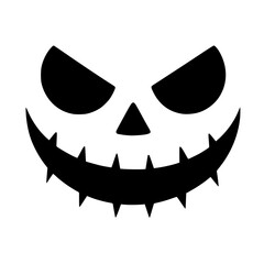 Naklejka premium Black Silhouette of a Spooky Jack O Lantern Pumpkin Face for Halloween 