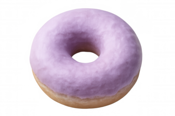 3d rendering of a mouthwatering purple glazed donut with a transparent background, ideal for food and dessert designs