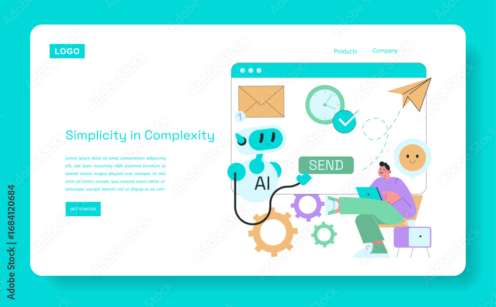 Poster digital workflow with ai assistant vector illustration