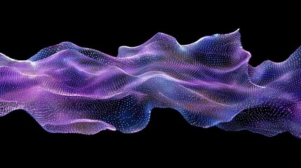 Abstract, dynamic design of flowing, dotted lines in shades of purple and blue.