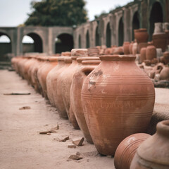 Rows of terracotta storage jars