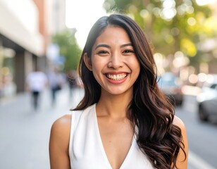 Portrait of a smiling woman outdoors