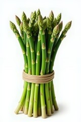 Fresh Green Asparagus Bundle A Vibrant Culinary Ingredient for Healthy Eating and Cooking on a White Background