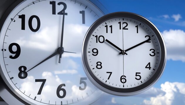 Two clocks against a cloudy sky