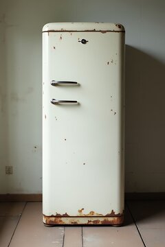 Vintage Cream Refrigerator Retro Kitchen Appliance with Rustic Charm