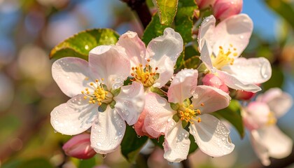 Obraz premium Close-up of delicate apple blossoms