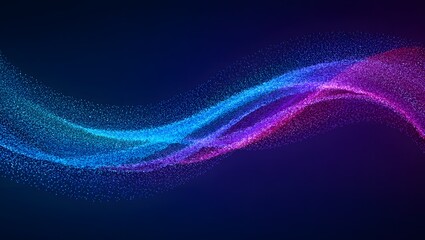Purple and blue gradient particle waves with bokeh. Neon futuristic digital waves. Big data, engineering, innovations, artificial intelligence, and abstract technology background.
