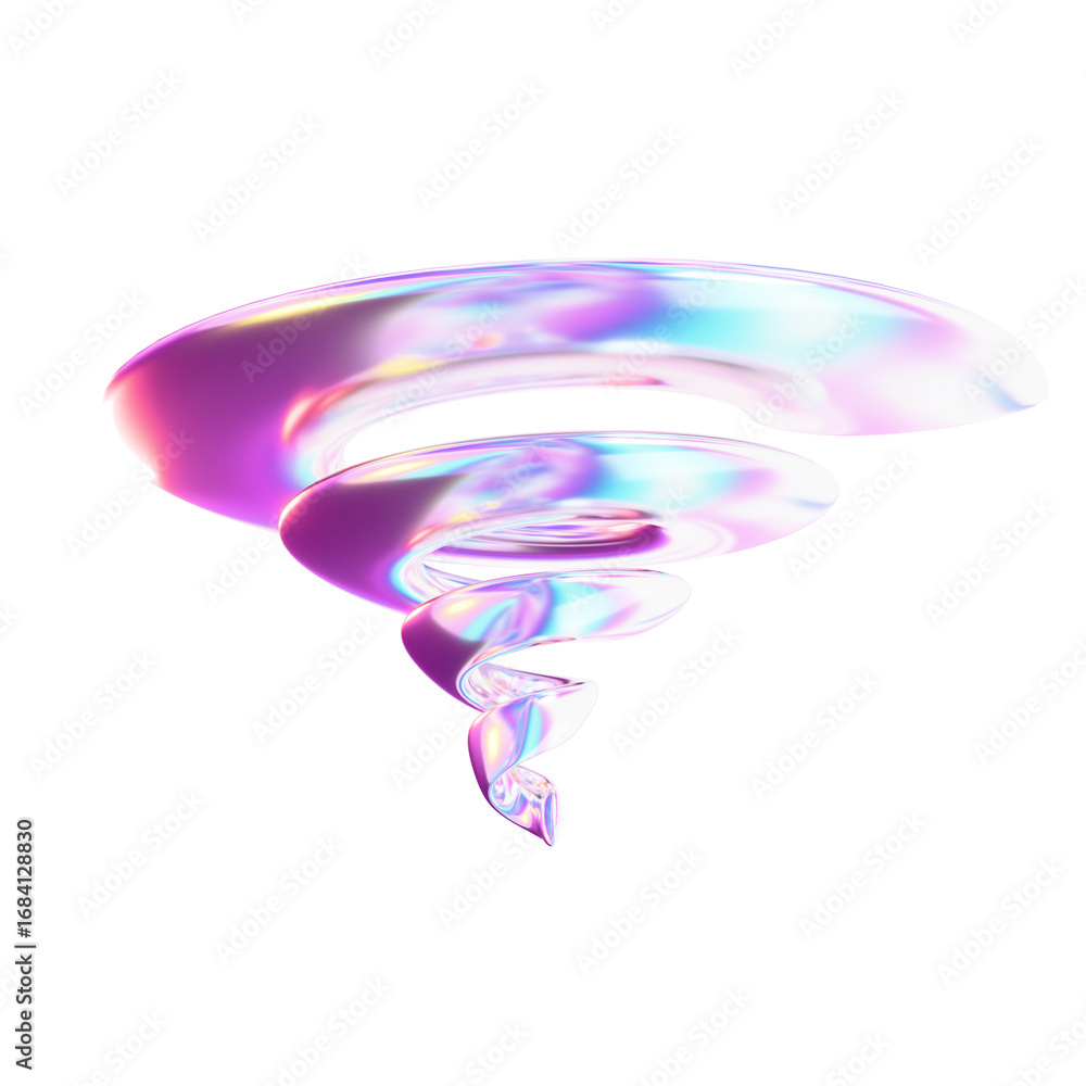 Poster iridescent glossy spiral shape modern futuristic abstract 3d rendering