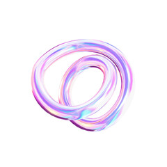 Iridescent Flowing Curved Shape Abstract Design Element Isolated Illustration