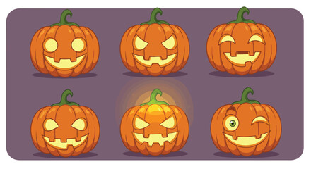 Spooky Halloween Pumpkin Faces A Collection of Carved Jack-o'-lantern Expressions for Festive Autumn Celebrations