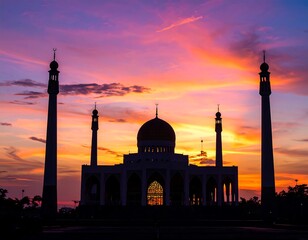 Silhouette of mosque at sunset (1)