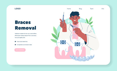 Dentist Removing Braces Vector Illustration
