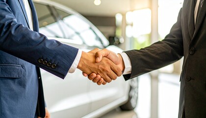 契約後に握手する顧客と営業担当