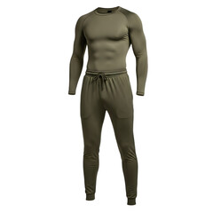 Fototapeta premium Mens long sleeve thermal base layer top and pants set isolated on transparent background