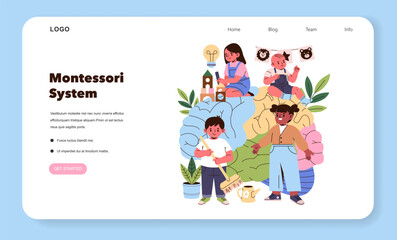 Montessori System with Children Engaged in Activities