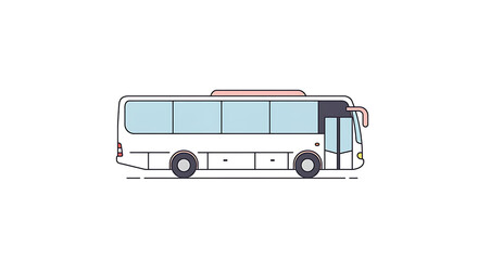 A sleek white passenger bus with tinted windows is depicted from a side profile against a clean white background showcasing its modern design and the reflection of light on its surface	