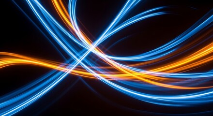 Naklejka premium Abstract Light Trails in Blue and Orange.