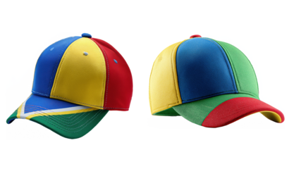 Baseball caps with flag colors with transparent background
