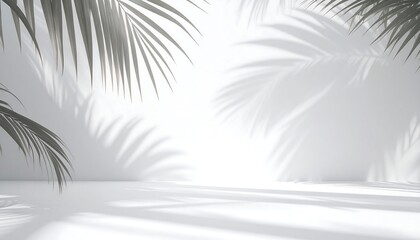 Abstract minimalist studio with palm shadows