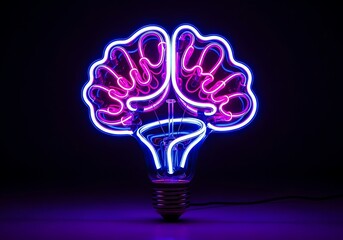 Neon Brain Lightbulb.