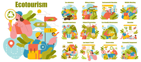 Ecotourism Adventures and Environmental Education Vector