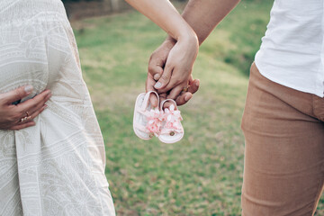 Panoramic Shot Of Happy Pregnant Couple 