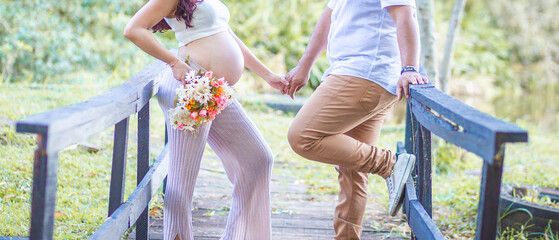 Panoramic Shot Of Happy Pregnant Couple 