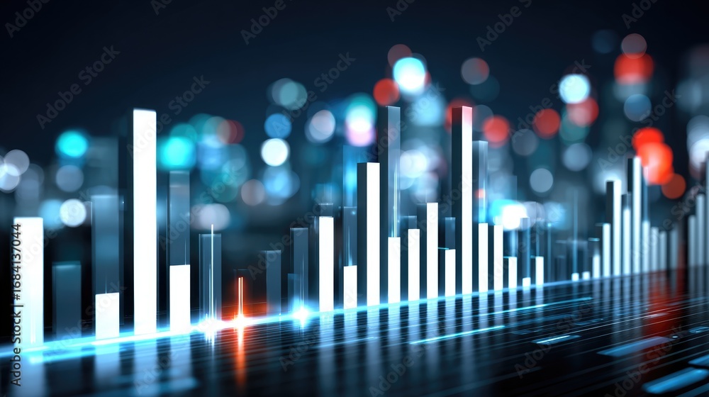 Poster this digital visualization illustrates a modern data analysis chart, showcasing vibrant colors and d