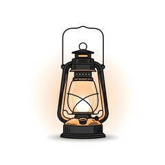 Classic oil lamp illustration emitting a warm, inviting glow, perfect for adding a touch of vintage illumination and rustic charm to any design
