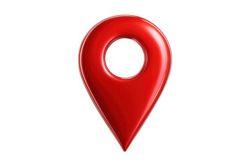Red location pin icon isolated on transparent background, representing gps, navigation, and position tracking in modern technology