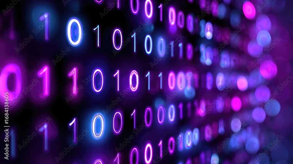 Aufkleber abstract digital background featuring vibrant binary code. the colorful arrangement of numbers symbo