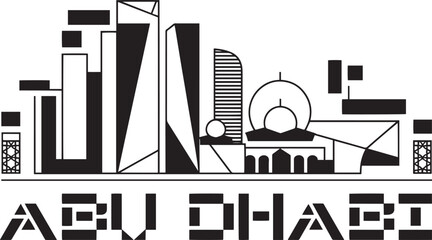 Abu Dhabi Skyline Silhouette Vector Illustration with Modern Architectural Landmarks Design