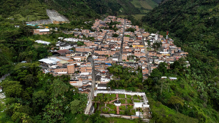 Obraz premium San Andres de Cuerquia, Antioquia - Colombia. August 31, 2025. A municipality surrounded by mountains, with 7,235 inhabitants.
